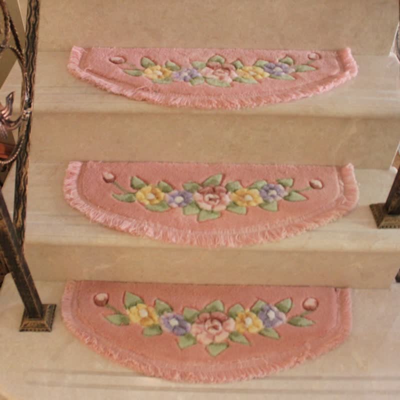 Floral Tassel Non-Slip Carpet Stair Treads