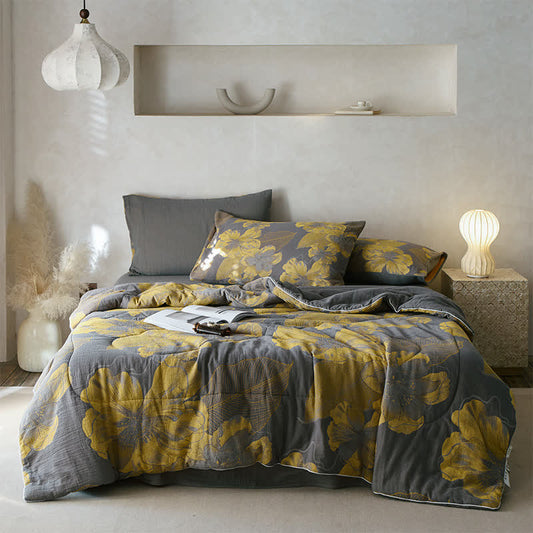 Blooming Flower Cotton Gauze Breathable Bedding