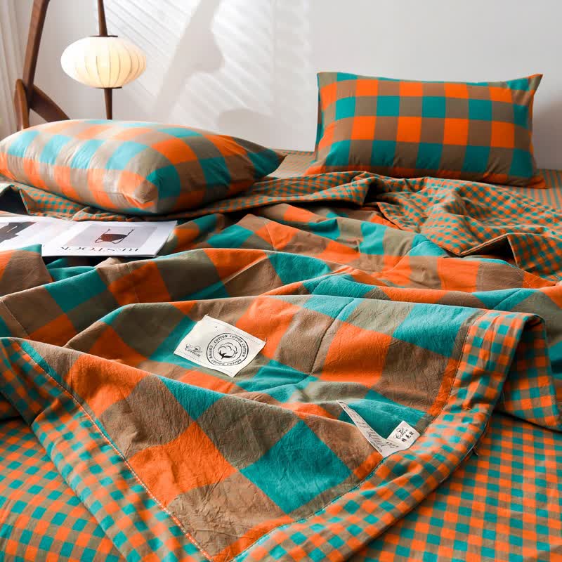 Yarn-dyed Plaid Pure Cotton Vintage Bedding