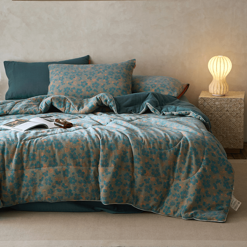 Double Layer Floral Cotton Gauze Bedding