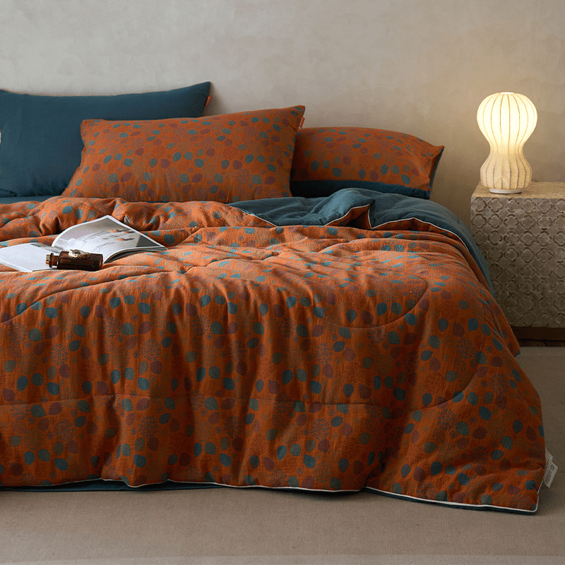 Jacquard Leaf Cotton Gauze Comfy Bedding