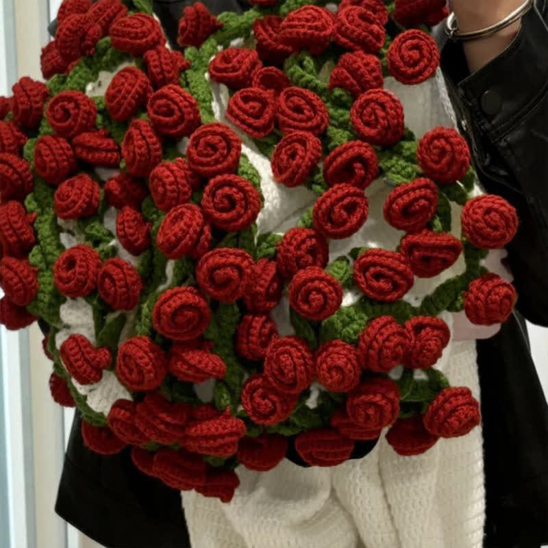 Handmade Crochet Rose Blanket Bouquet