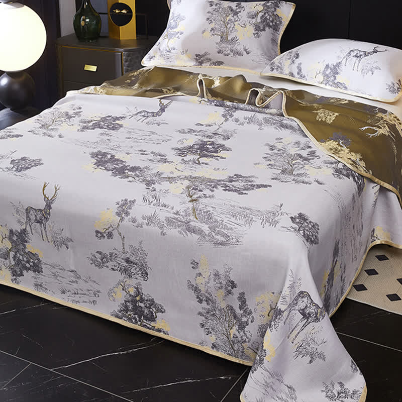 Jacquard Landscape Cooling Reversible Coverlet