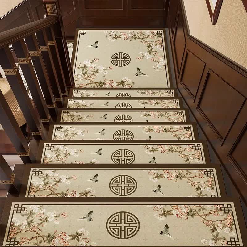 Floral Bird Cuttable Non-slip Stair Treads