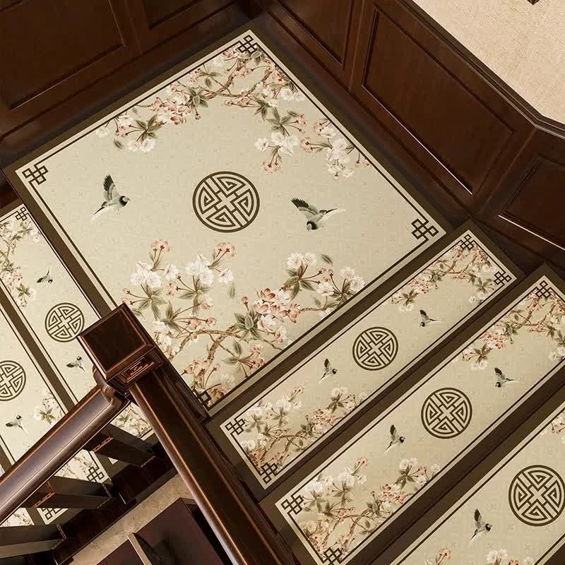 Floral Bird Cuttable Non-slip Stair Treads