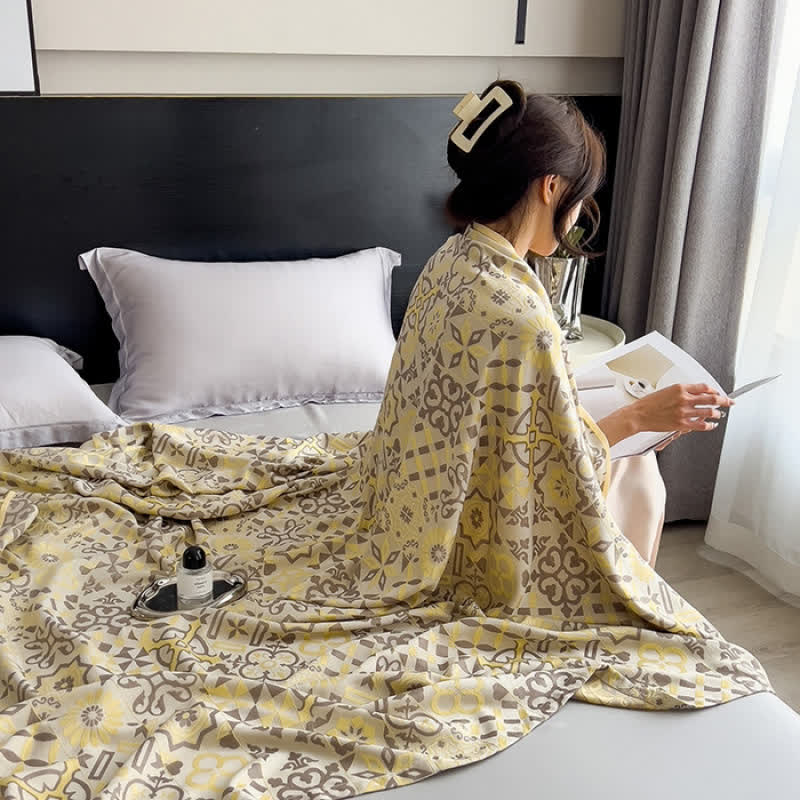 Bamboo Fiber Jacquard Vintage Lightweight Quilt