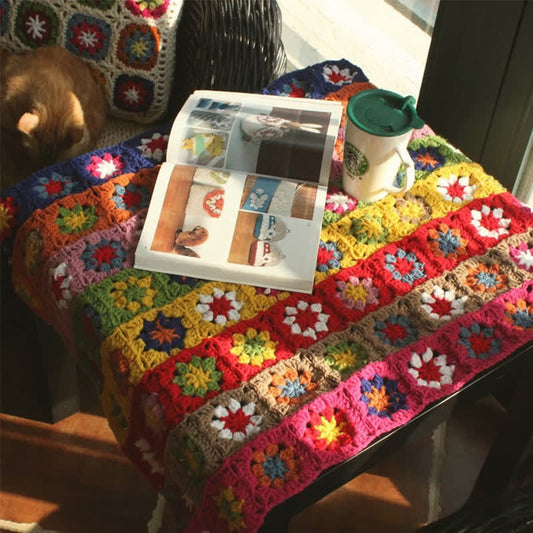 Hand-woven Bright Daisy Crochet Functional Blanket