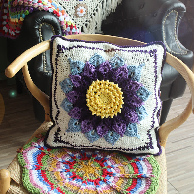 Pastoral Handmade Crochet Decorative Pillowcase