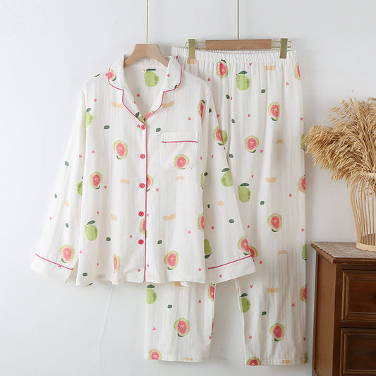 Guava Print Cotton Gauze Loungewear Set