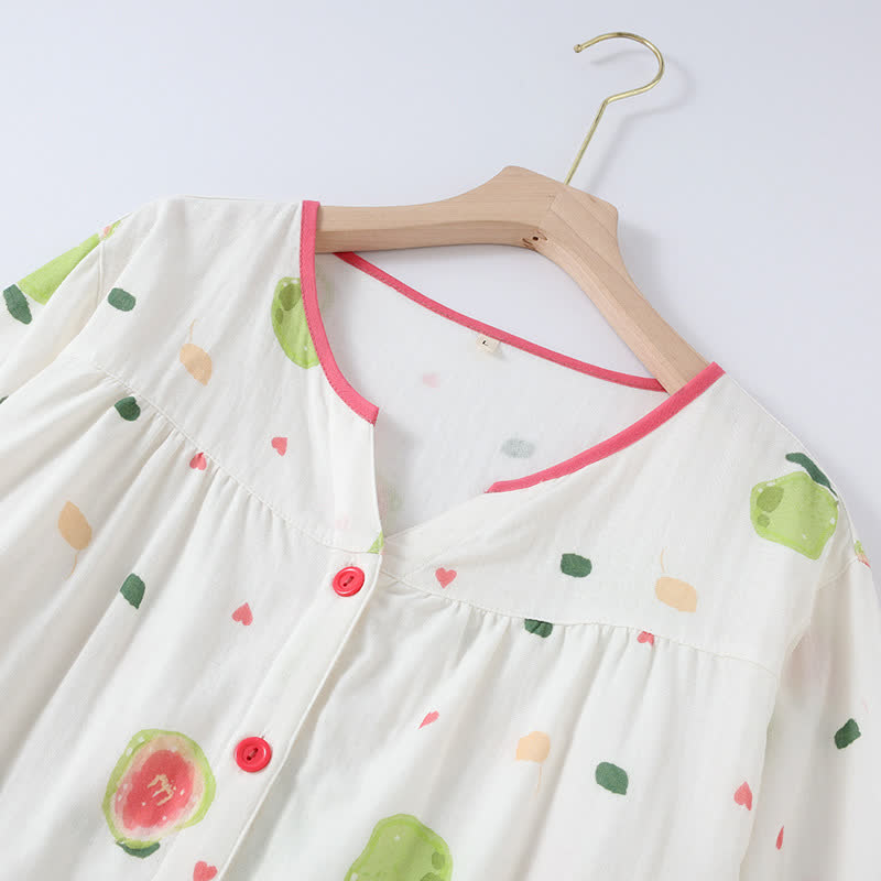 Guava Print Cotton Gauze Loungewear Set