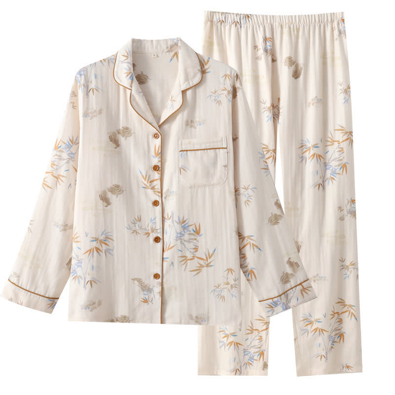 Bamboo Cotton Gauze Long Sleeve Loungewear Set