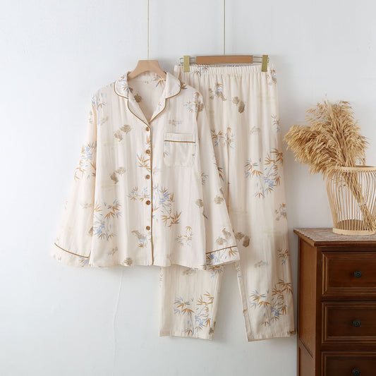 Bamboo Cotton Gauze Long Sleeve Loungewear Set