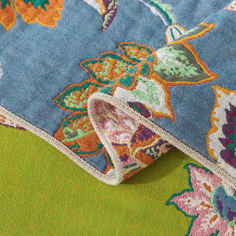 Colorful Floral Cotton Gauze Reversible Quilt
