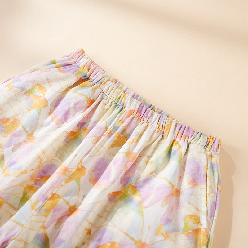Cotton Butterfly Print Short Sleeve Loungewear Set