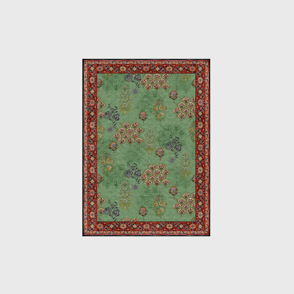 Washable Vintage Floral Anti-slip Area Rug