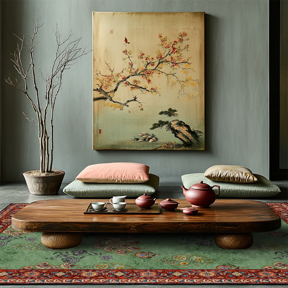 Washable Vintage Floral Anti-slip Area Rug