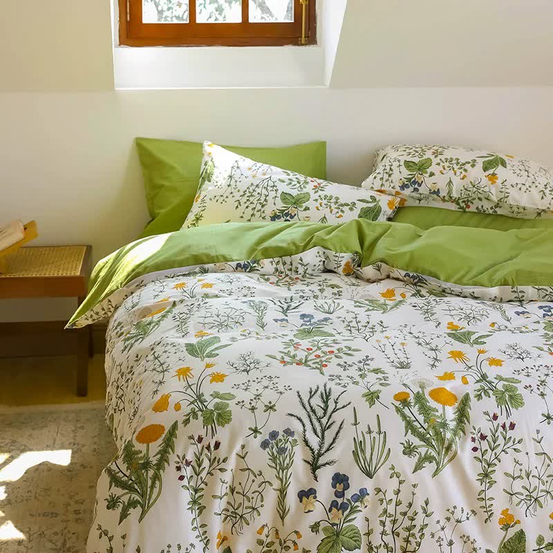 Floral Branches Cotton Bedding Set(4PCS)