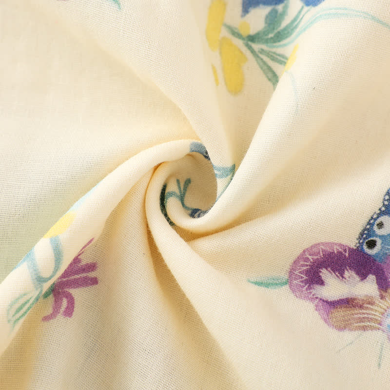 Vintage Floral Butterfly Cotton Gauze Nightgown