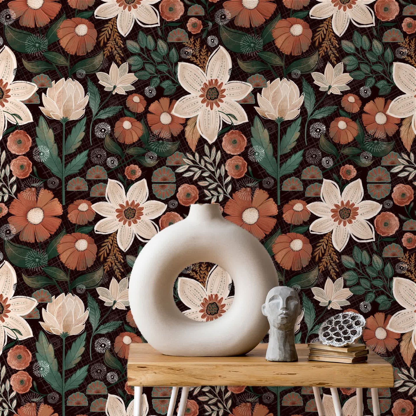 Removable DIY Boho Floral Decorative Wallpaper