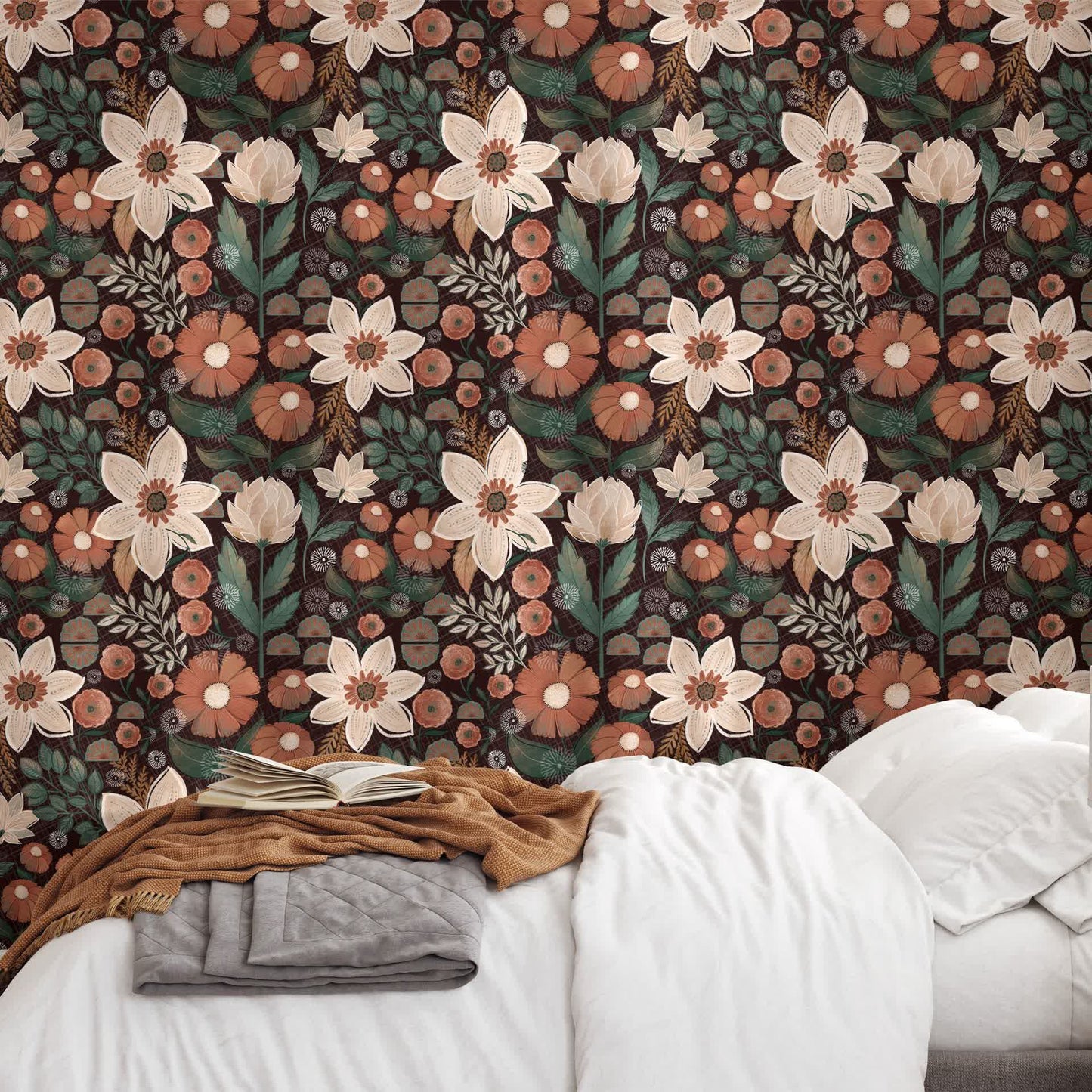 Removable DIY Boho Floral Decorative Wallpaper