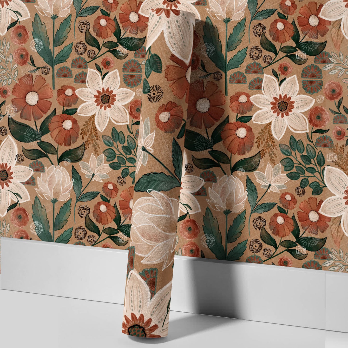 Removable DIY Boho Floral Decorative Wallpaper