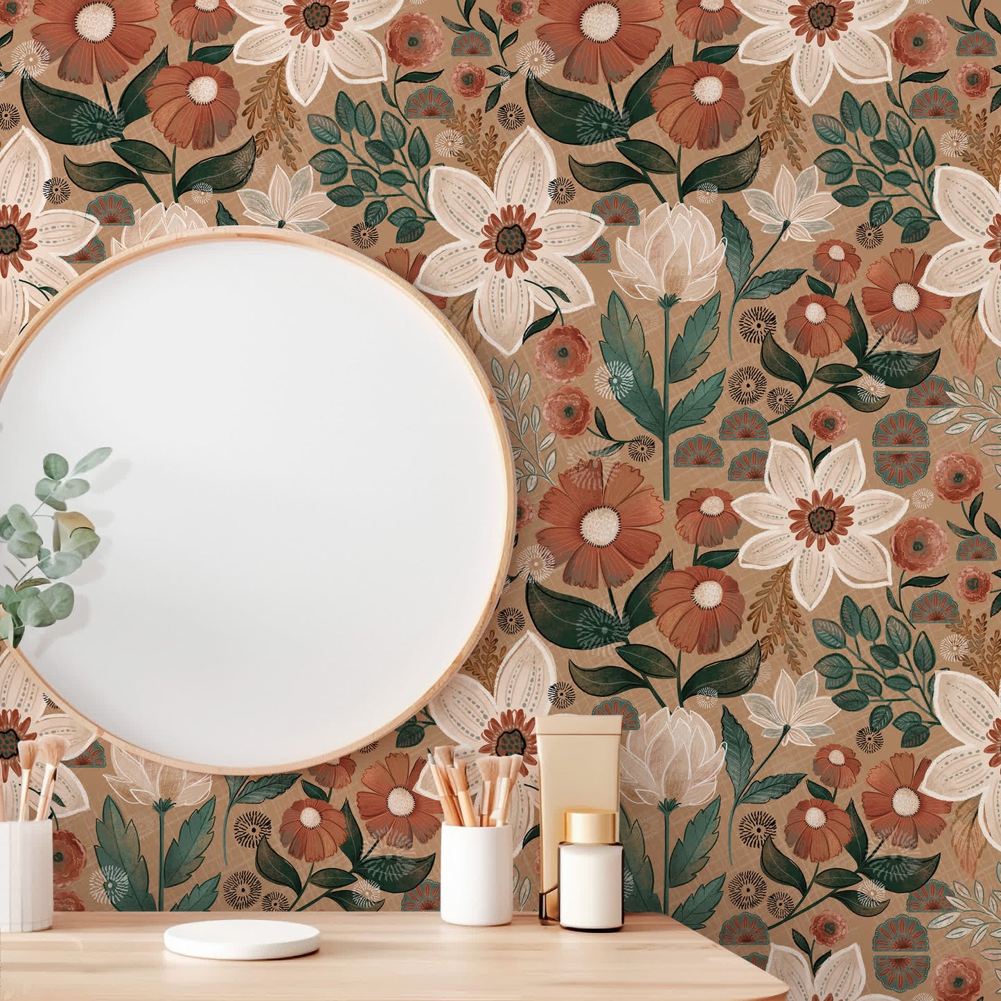 Removable DIY Boho Floral Decorative Wallpaper