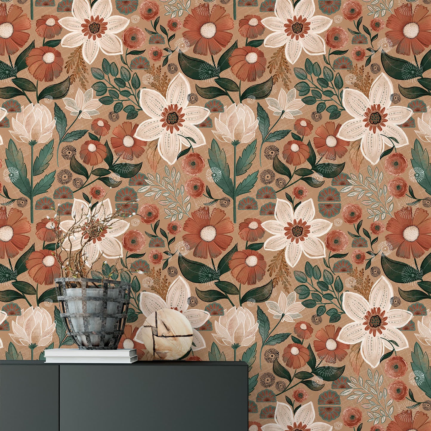 Removable DIY Boho Floral Decorative Wallpaper