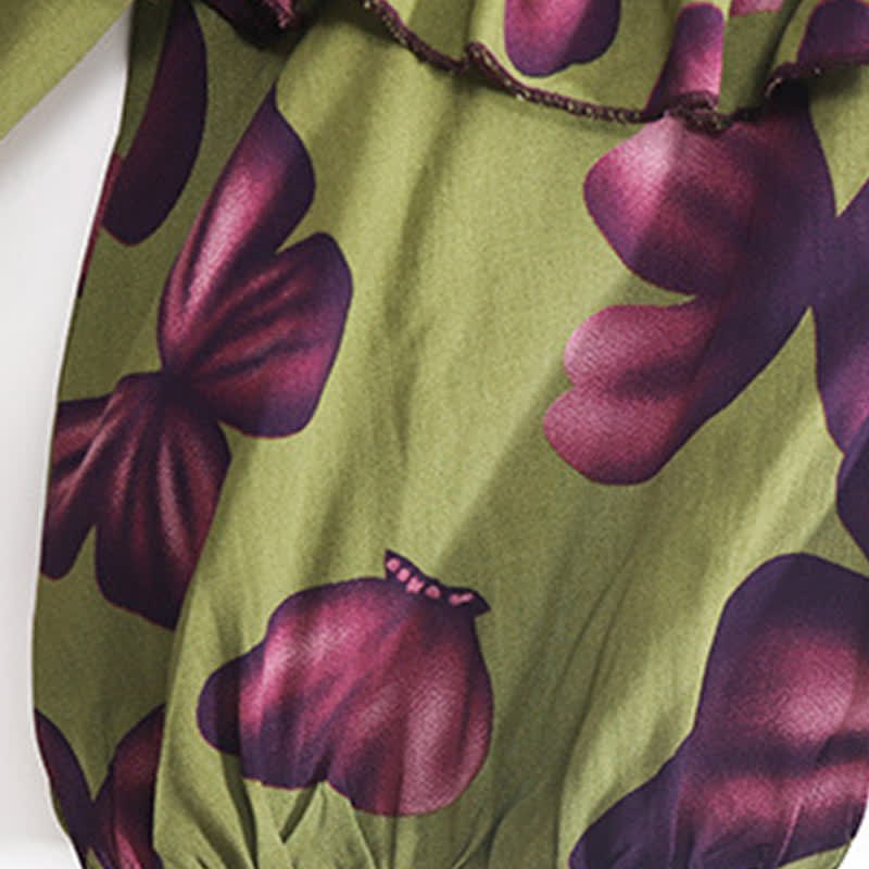 Plus Size Round Neck Butterfly Print Nightgown