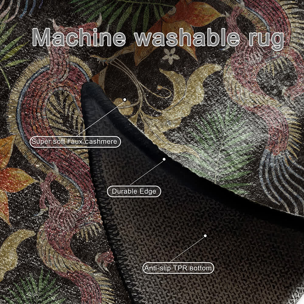Round-shaped Vintage Floral Anti-slip Area Rug