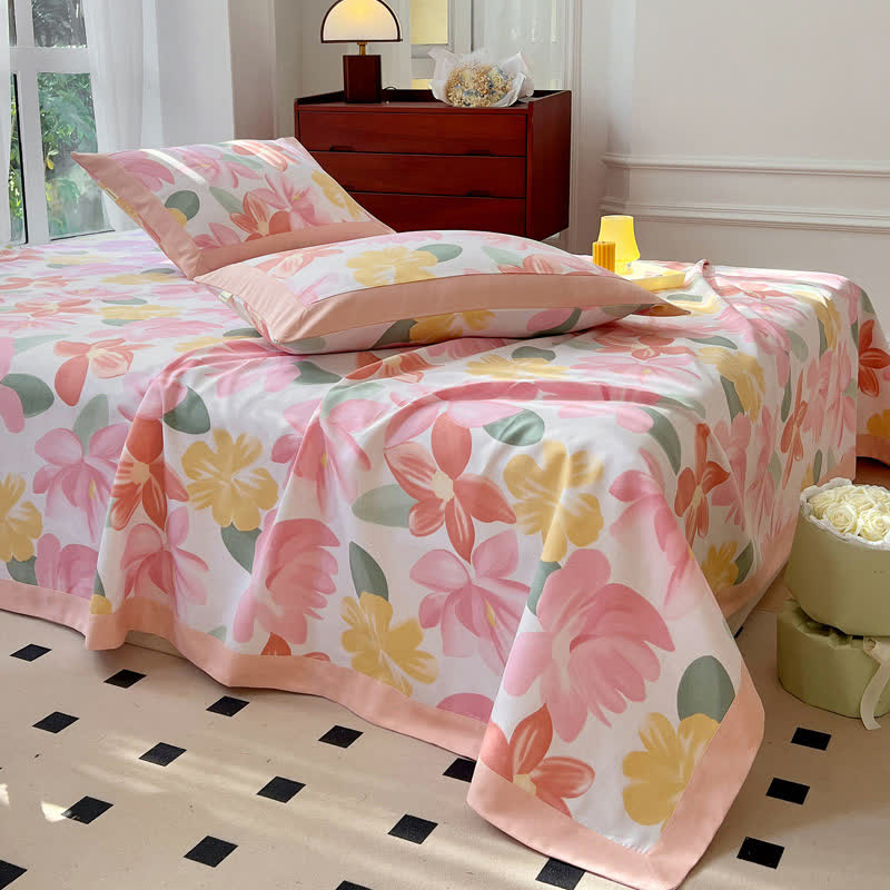 Rustic Style Floral Cotton Coverlet