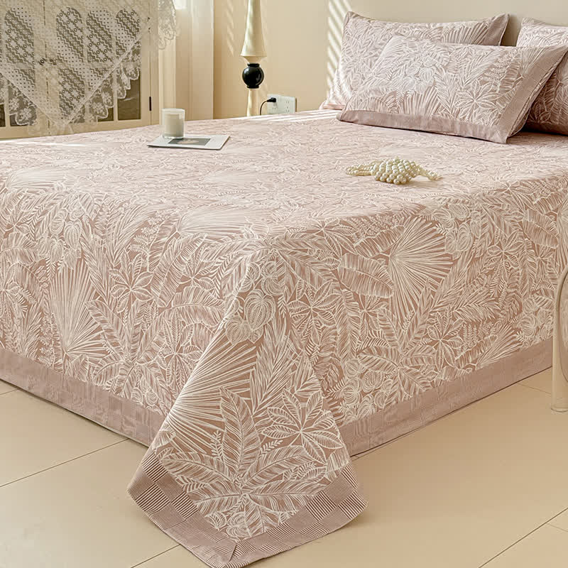 Elegant Botanical Print Cotton Coverlet
