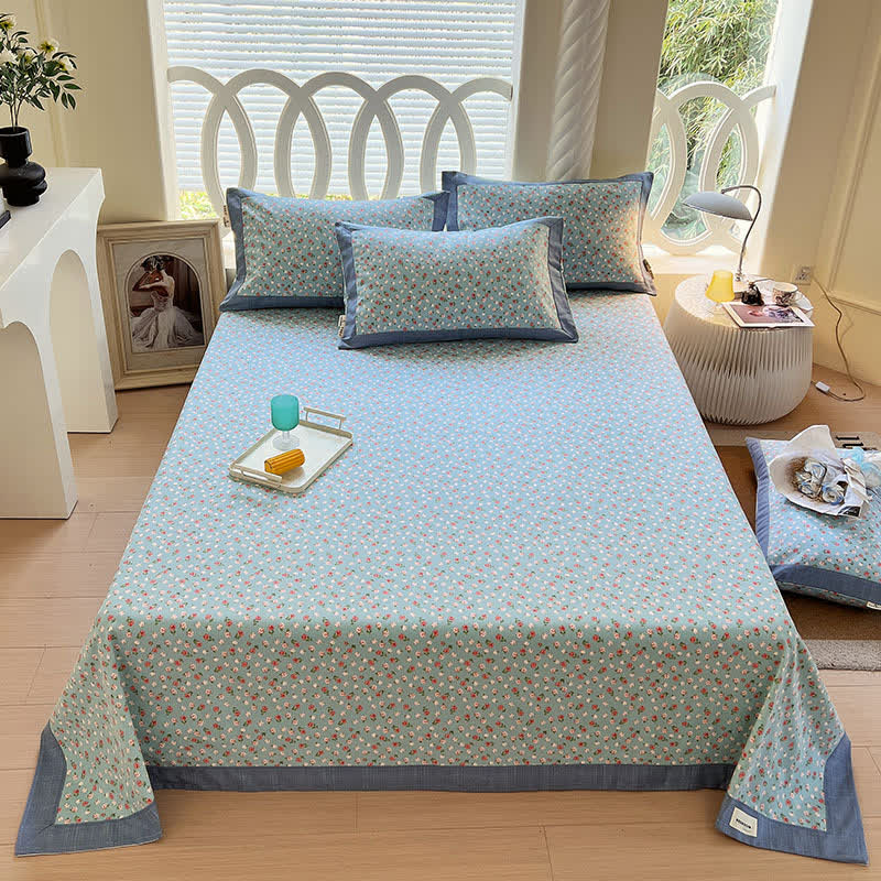 Pastoral Style Floral Print Cotton Coverlet