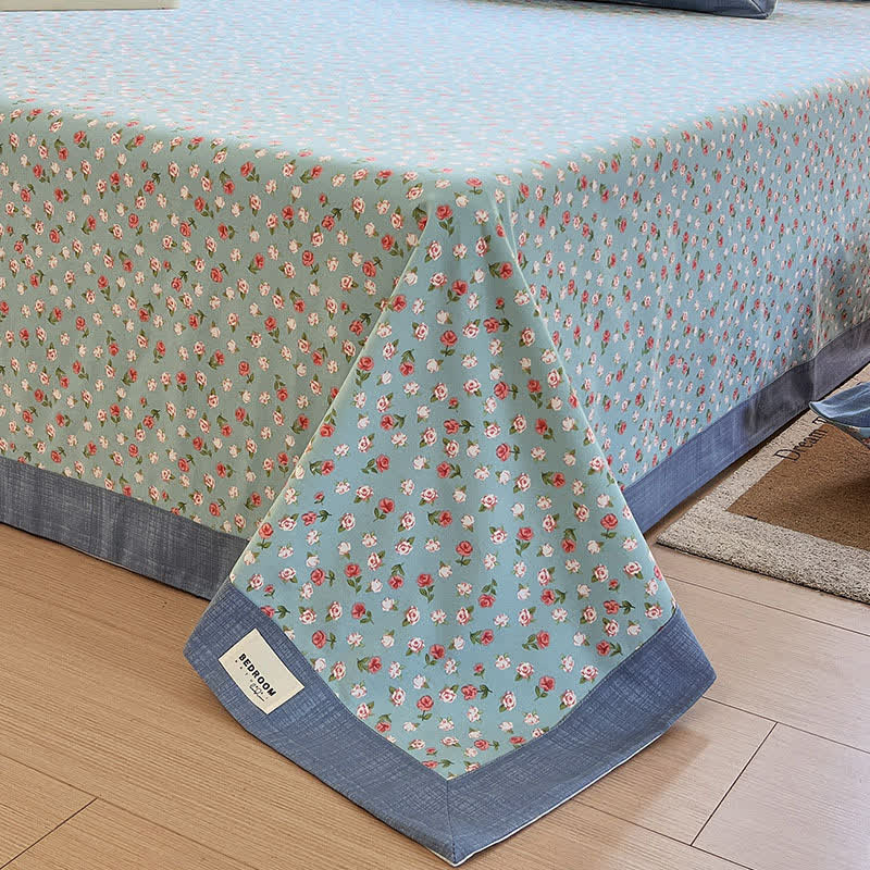 Pastoral Style Floral Print Cotton Coverlet