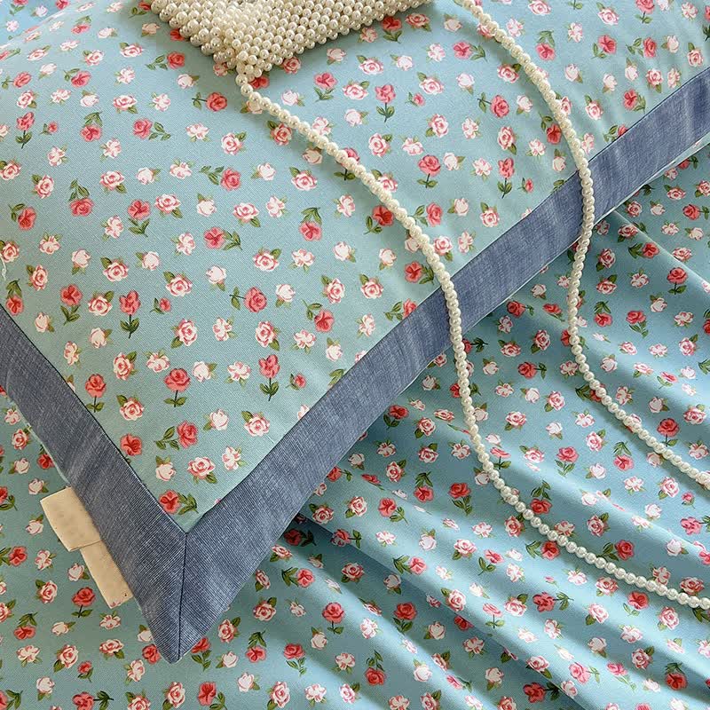 Pastoral Style Floral Print Cotton Coverlet
