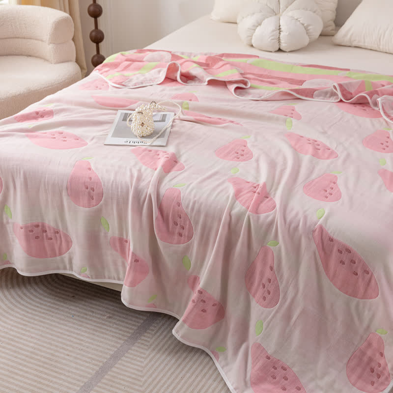 Cotton Gauze Fruits Jacquard Reversible Quilt - image 2