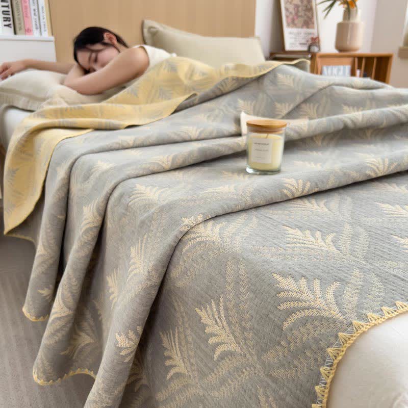 Pine Branch Cotton Gauze Reversible Bedspread