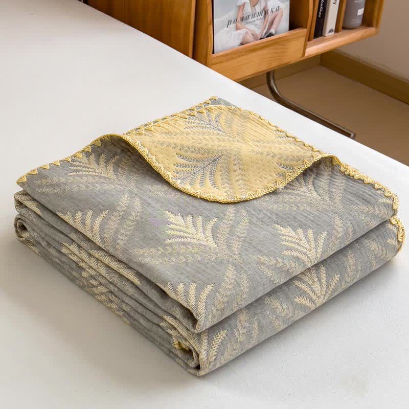 Pine Branch Cotton Gauze Reversible Bedspread