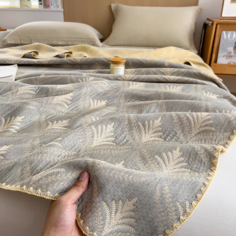 Pine Branch Cotton Gauze Reversible Bedspread