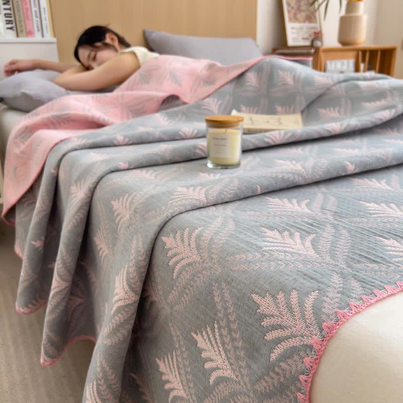 Pine Branch Cotton Gauze Reversible Bedspread