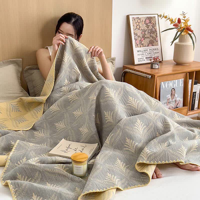 Pine Branch Cotton Gauze Reversible Bedspread