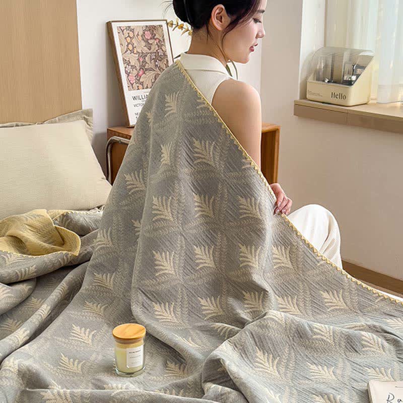 Pine Branch Cotton Gauze Reversible Bedspread