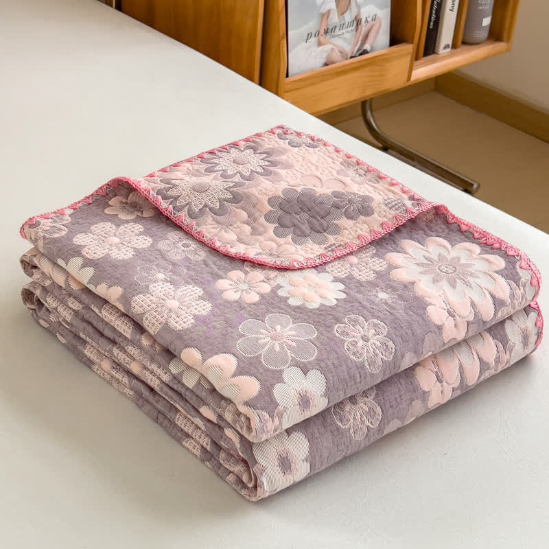 Rural Flower Cotton Layers Gauze Reversible Coverlet