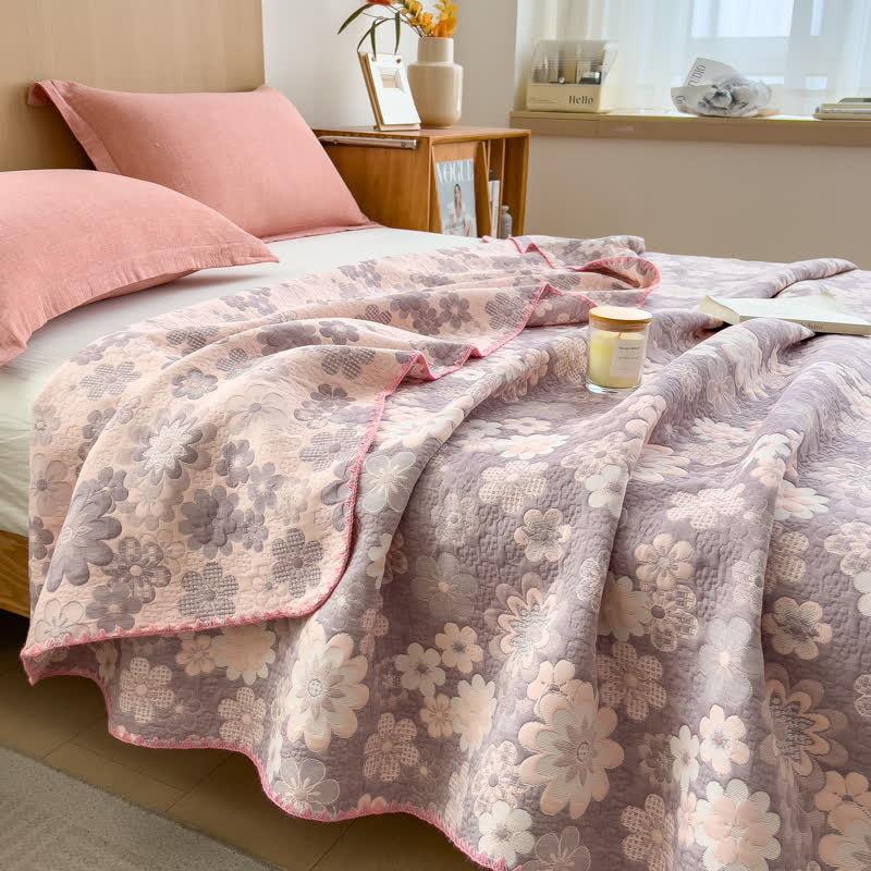 Rural Flower Cotton Layers Gauze Reversible Coverlet