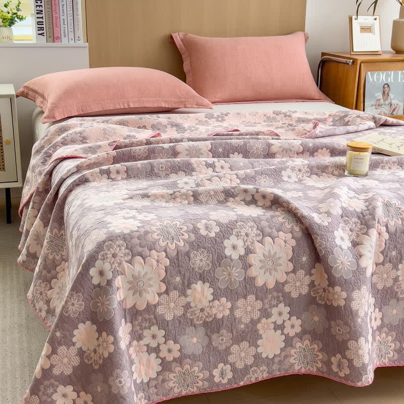 Rural Flower Cotton Layers Gauze Reversible Coverlet
