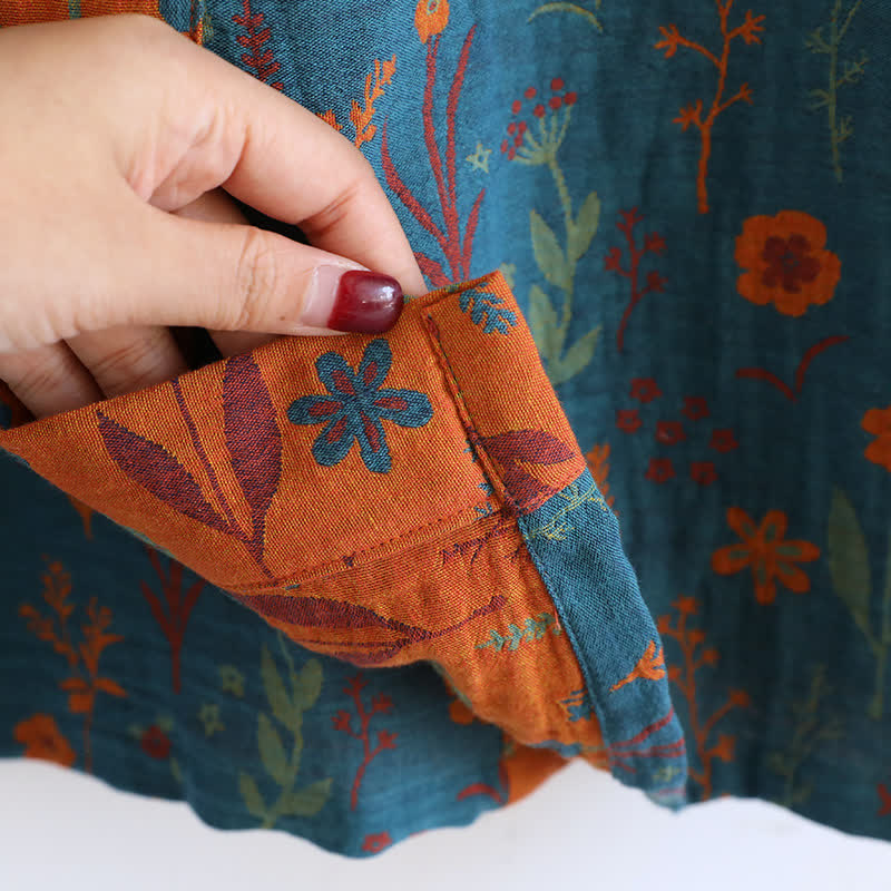 Vintage Yarn-dyed Floral Jacquard Cotton Bathrobe