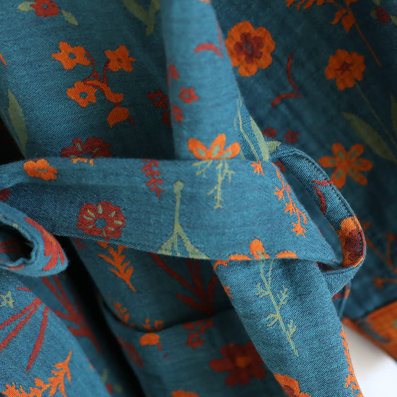 Vintage Yarn-dyed Floral Jacquard Cotton Bathrobe