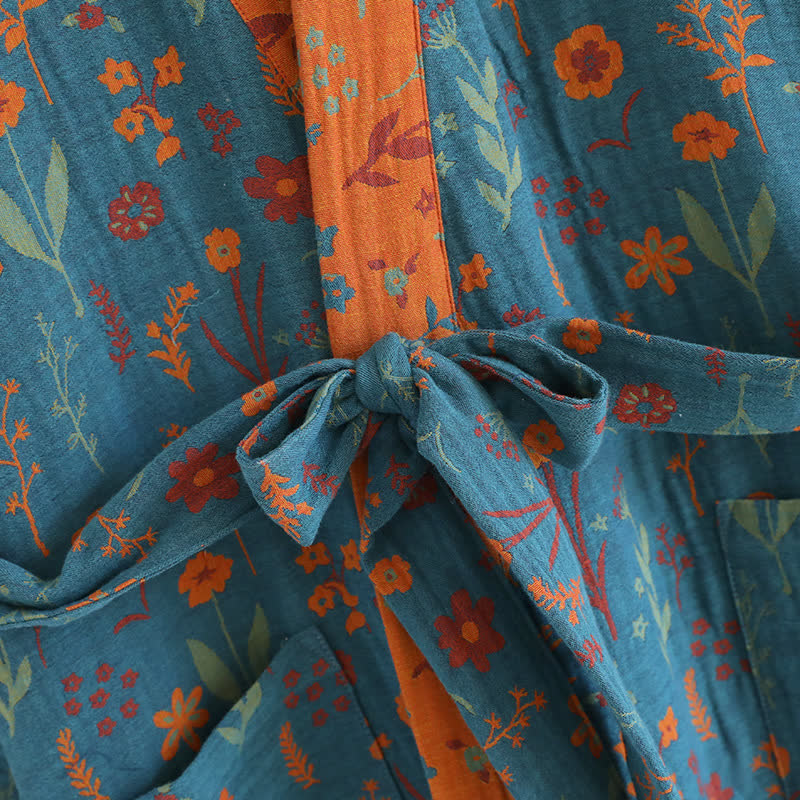 Vintage Yarn-dyed Floral Jacquard Cotton Bathrobe