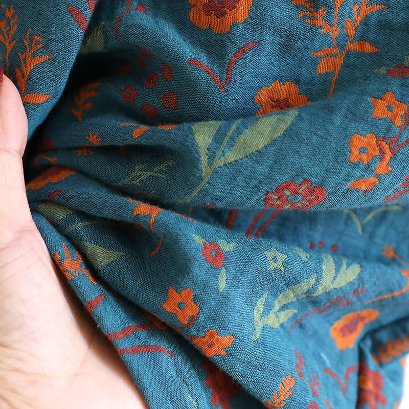 Vintage Yarn-dyed Floral Jacquard Cotton Bathrobe
