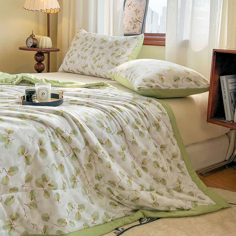 Fresh Leaf Cotton Double Layer Gauze Summer Quilt