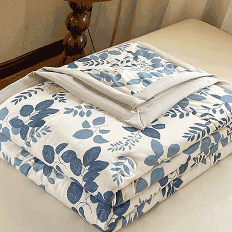 Rustic Leaf Cotton Double Layer Gauze Summer Quilt